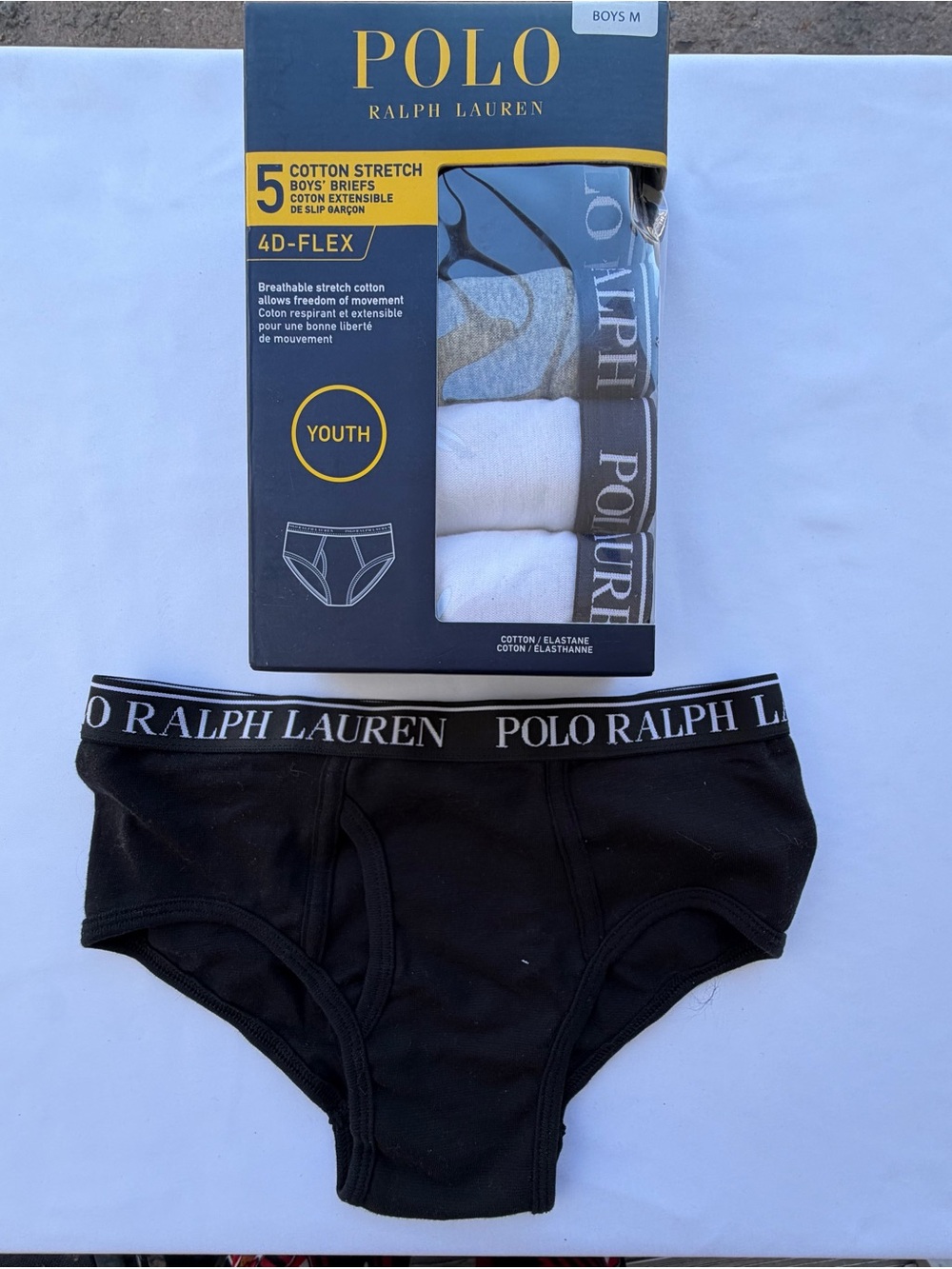 Polo by Ralph Lauren Boys Black Briefs with Branded Waistband - 5-Pack